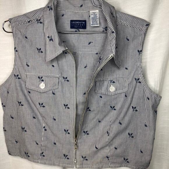 Vintage LizSport 2pc Pinstripe Embroidered Summer Outfit (size 12) - Picture 4 of 5